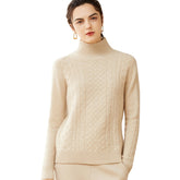 Half Turtleneck Double-ply Diamond Twist Knitted Cashmere Sweater